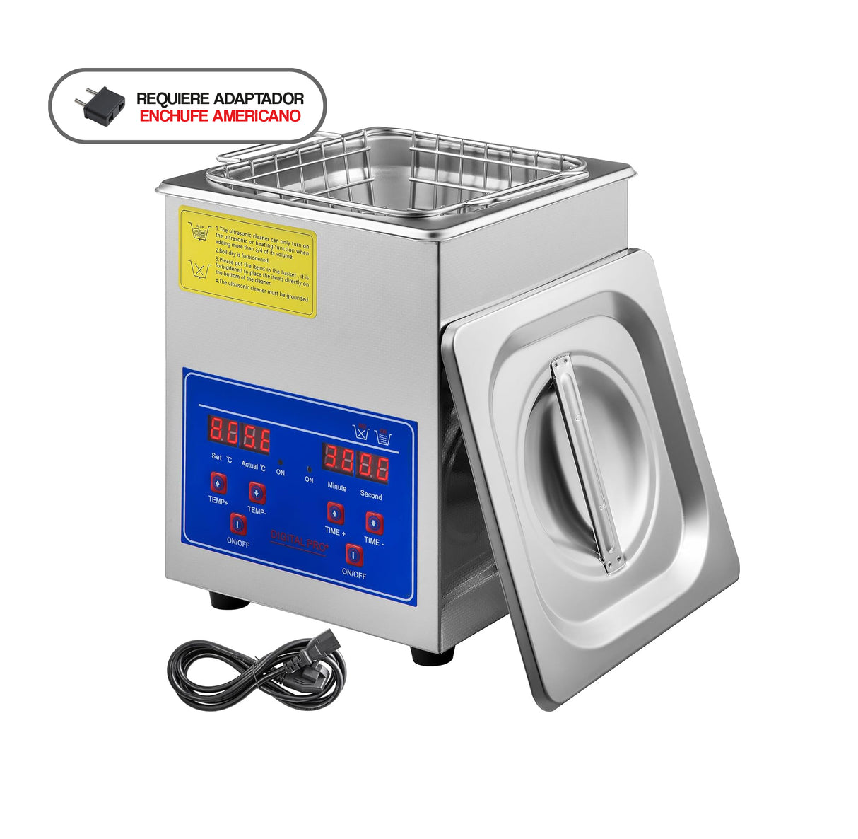 Limpiador ultrasónico VEVOR de 2 l con temporizador y calentador digital.