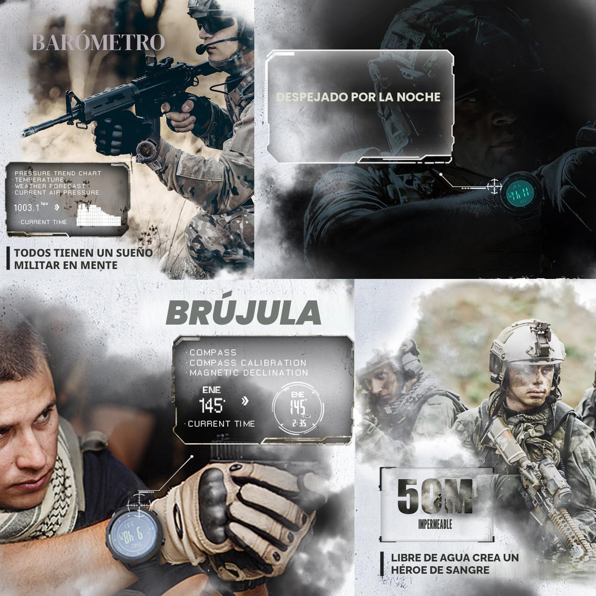 Relojes tácticos deportivos North Edge Apache para hombres