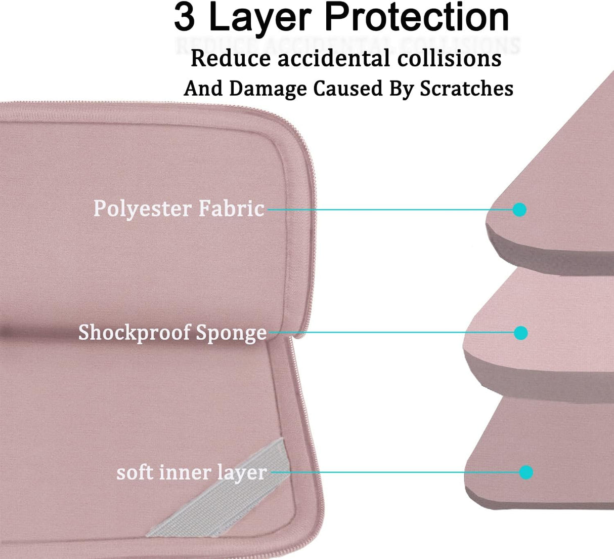 Funda para portátil de 15,6 pulgadas portátil, rosa.