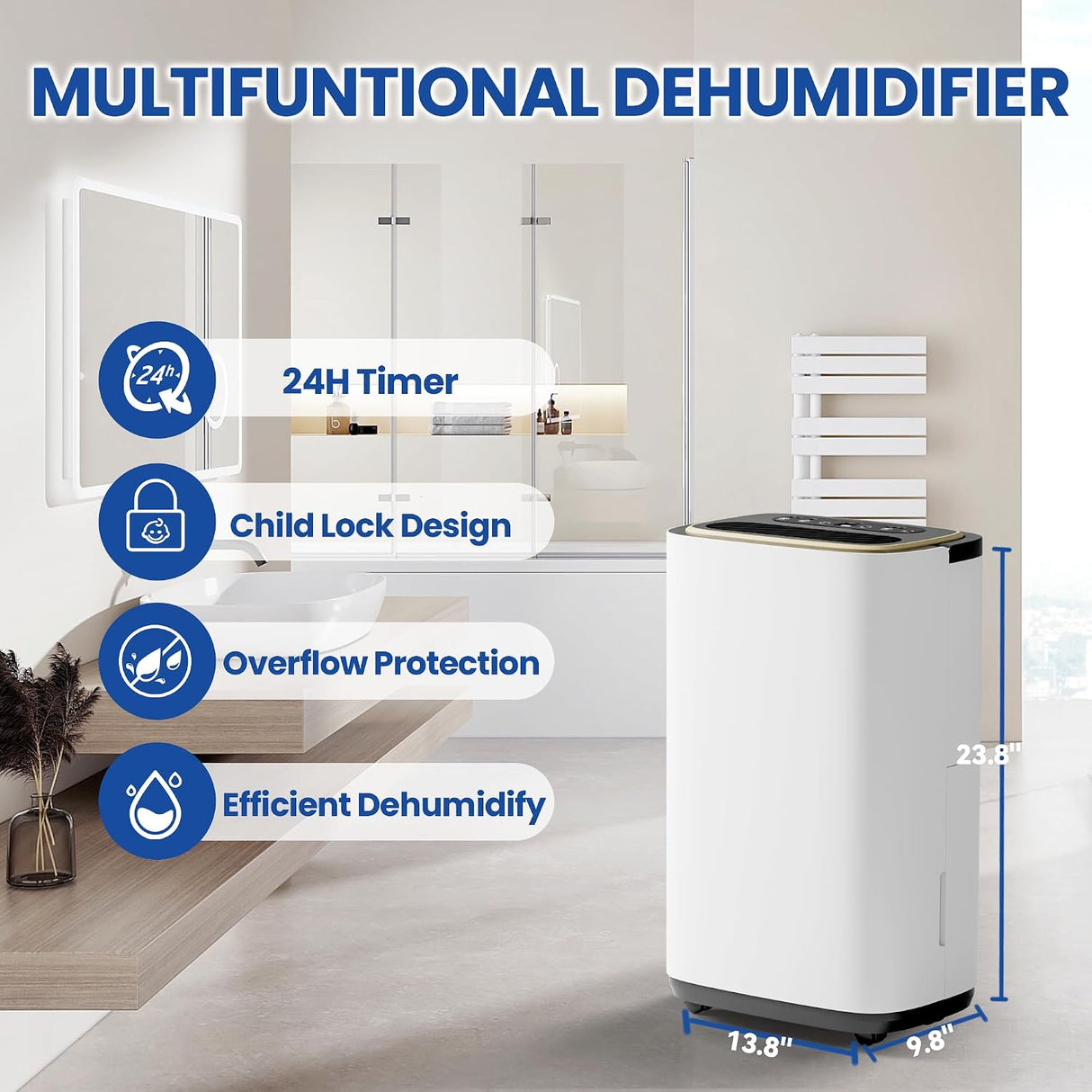 Huashong DML-C10A130P Deshumidificador 23,7 Litros, 215 W, 115 V – Open Box