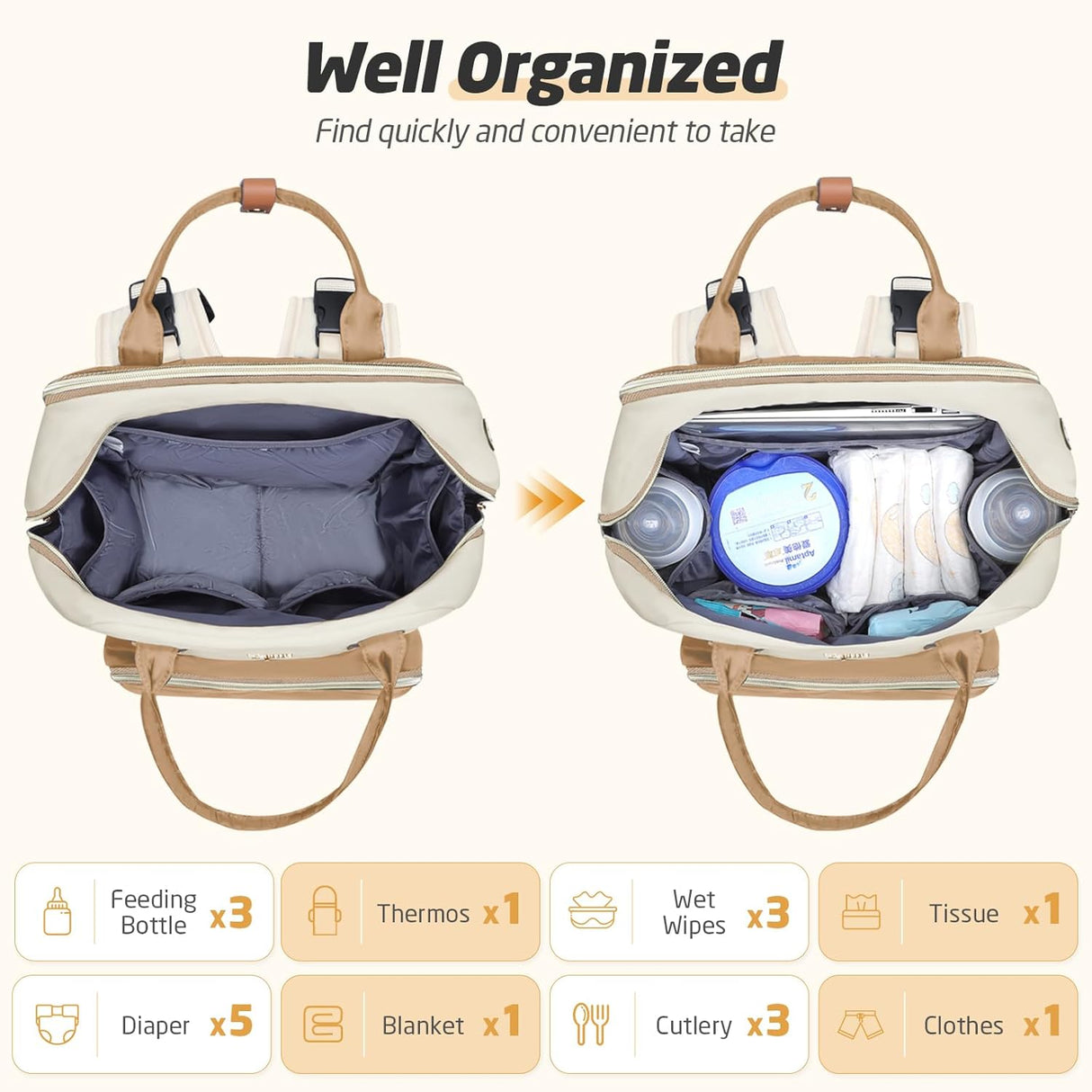 Mochila para pañales – Bolsa de pañales extra grande para 2 niños individual