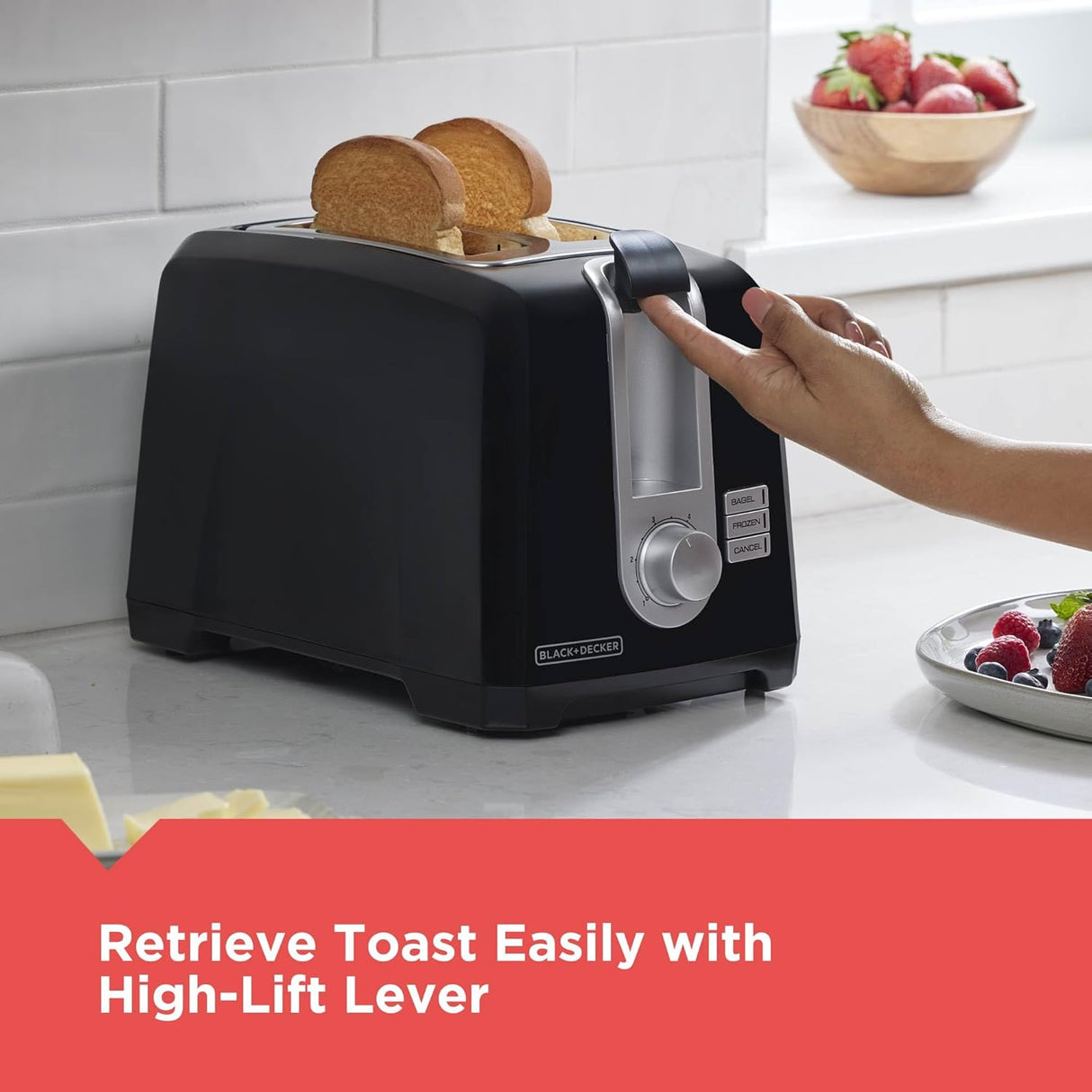 Tostadora de ranura extra ancha de 2 rebanadas Black + Decker 110V