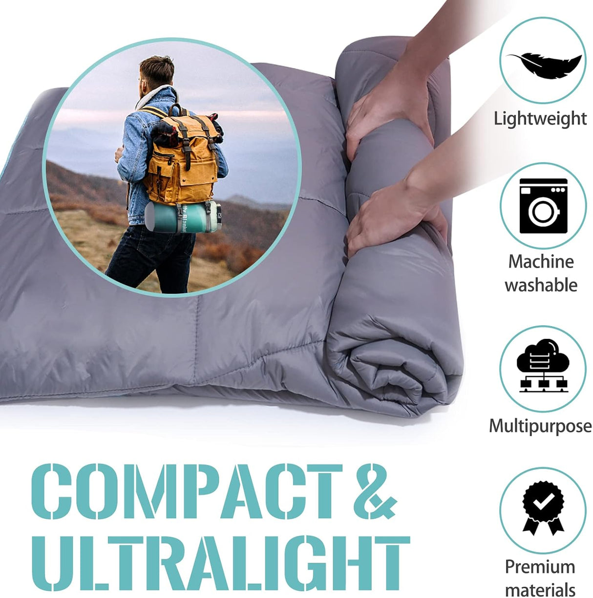 Manta Outdoor Acolchada para Camping | Impermeable | Ultraliviana | Green Mountain