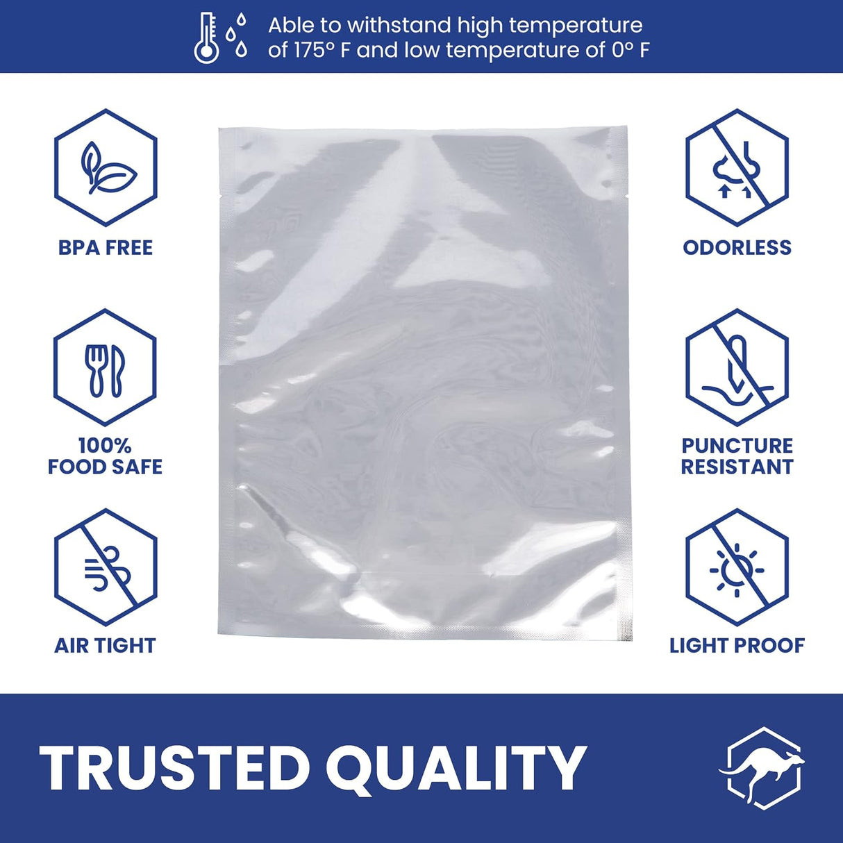 Bolsas Mylar Wallaby 1 Pint | Pack de 50 | 10 Mil | Sellado Térmico | Plata