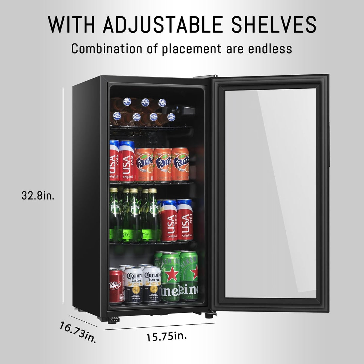 Mini refrigerador con puerta de vidrio para refrescos 120V