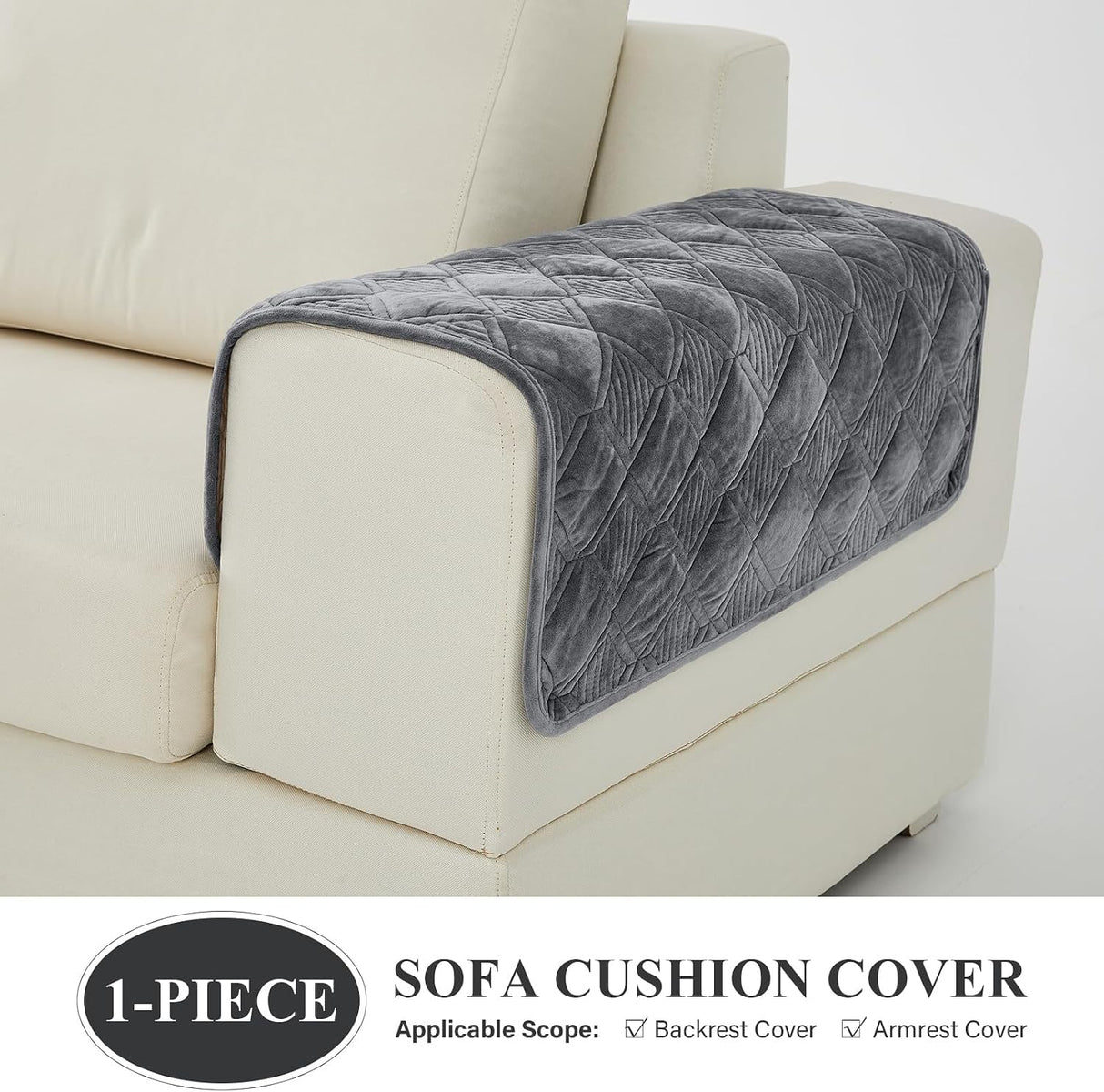 Funda Protectora Deep Dream para Sofá | 28 x 28" | Antideslizante | Terciopelo | Gris Oscuro