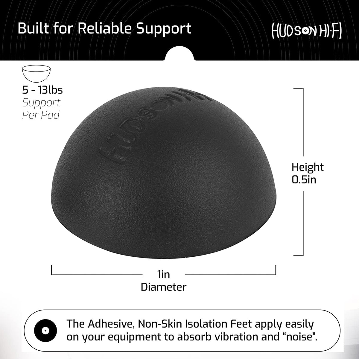 Hudson Hi-Fi Platinum Silicone Hemisphere 1" – Patas Aislantes Antivibración Pack de 4