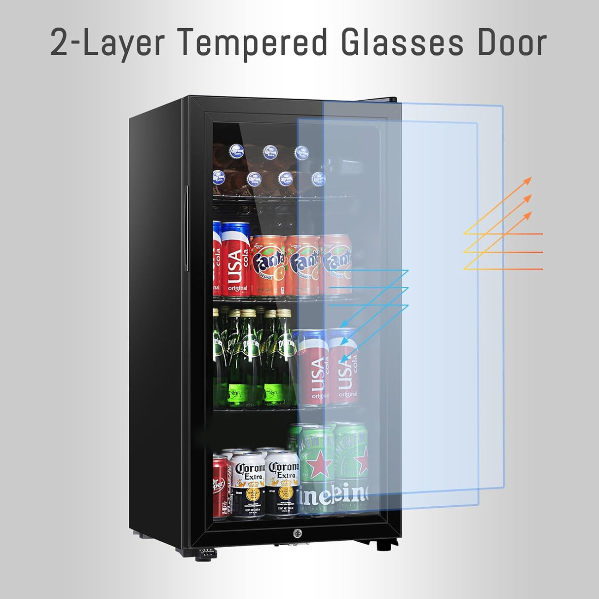 Mini refrigerador con puerta de vidrio para refrescos 120V