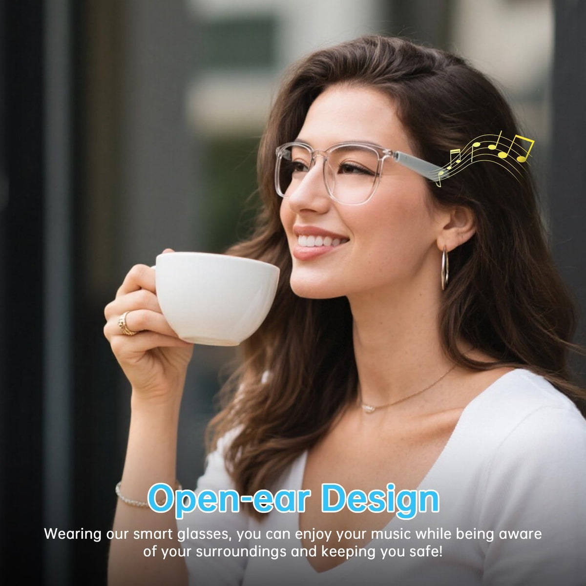 Gafas Inteligentes GenXenon GS03-Clear Bluetooth 5.3 con Audio y Filtro de Luz Azul
