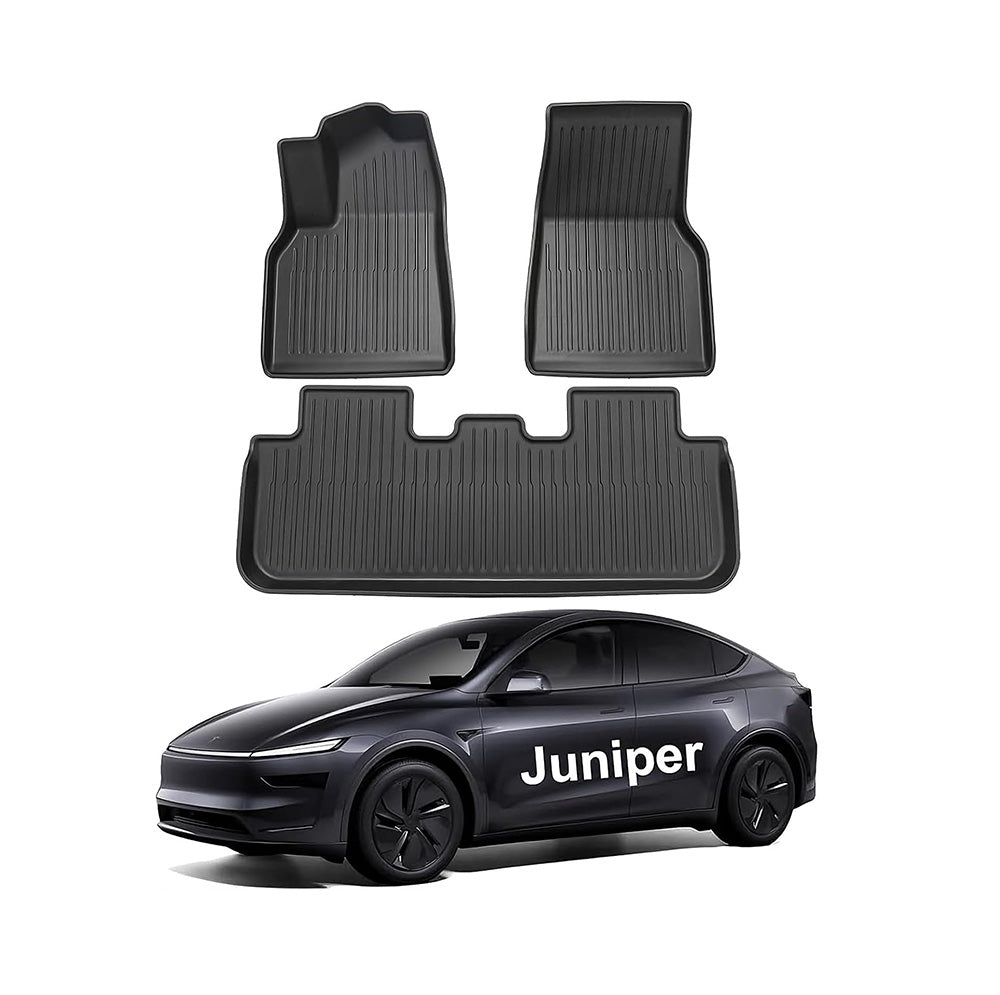 Alfombrillas de Piso Premium Pedigree 3D TPE para Tesla Model Y Juniper 2025-2026 | Juego de 3 Piezas | Protección Todo Clima