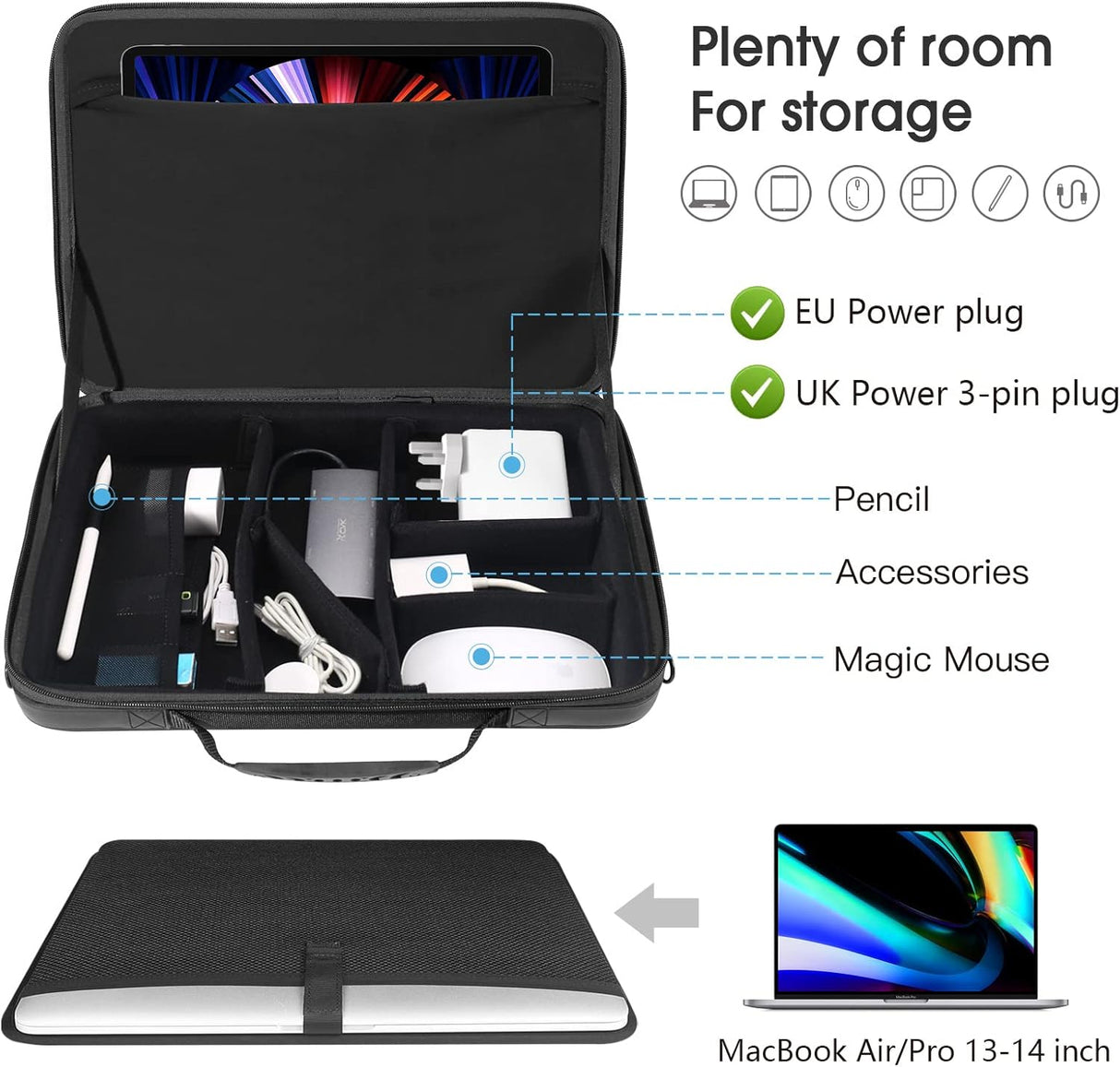 Smatree Maletín Rígido para Portátil de 13,3 Pulgadas Compatible con MacBook Pro