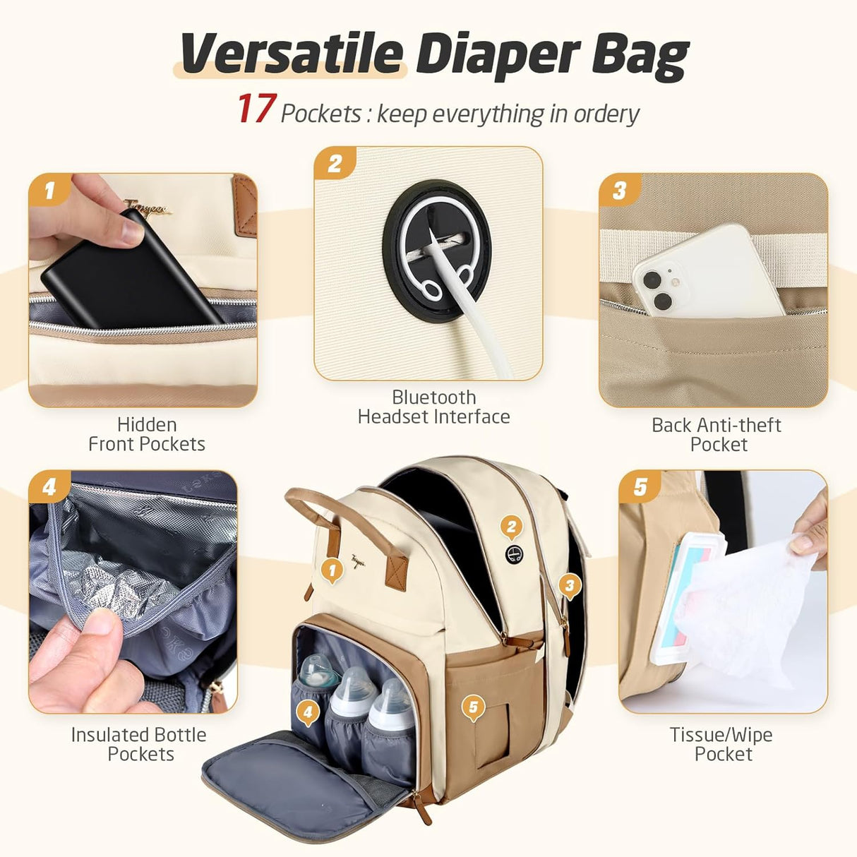 Mochila para pañales – Bolsa de pañales extra grande para 2 niños individual