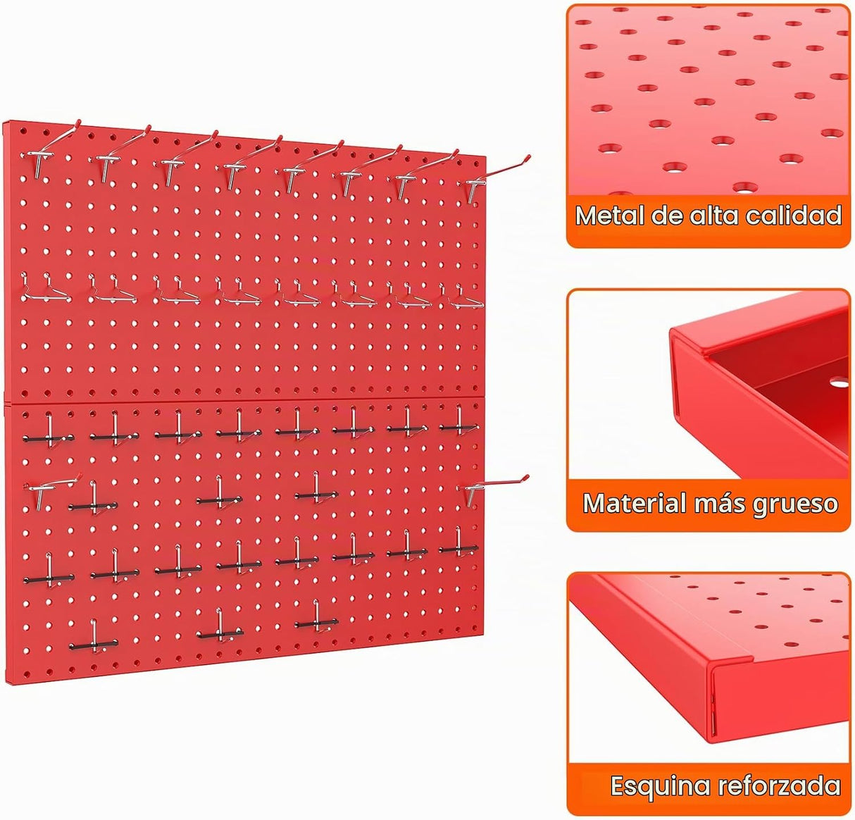 Organizador de Pared TORACK Pegboard Metálico 70 Piezas para Herramientas