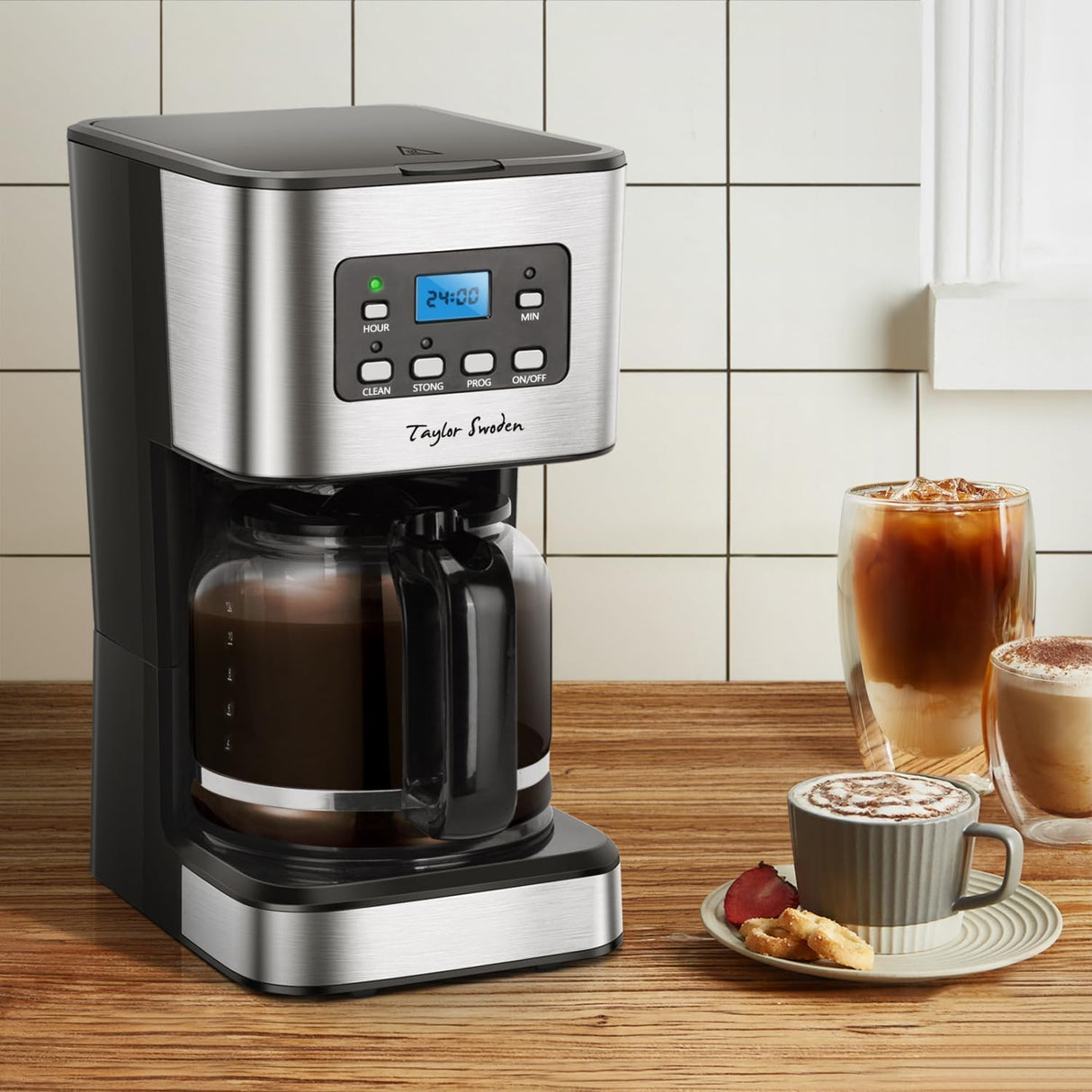 Cafetera eléctrica Taylor Swoden Darcy, programable 24 horas, 1,5 l (12 tazas) 110V