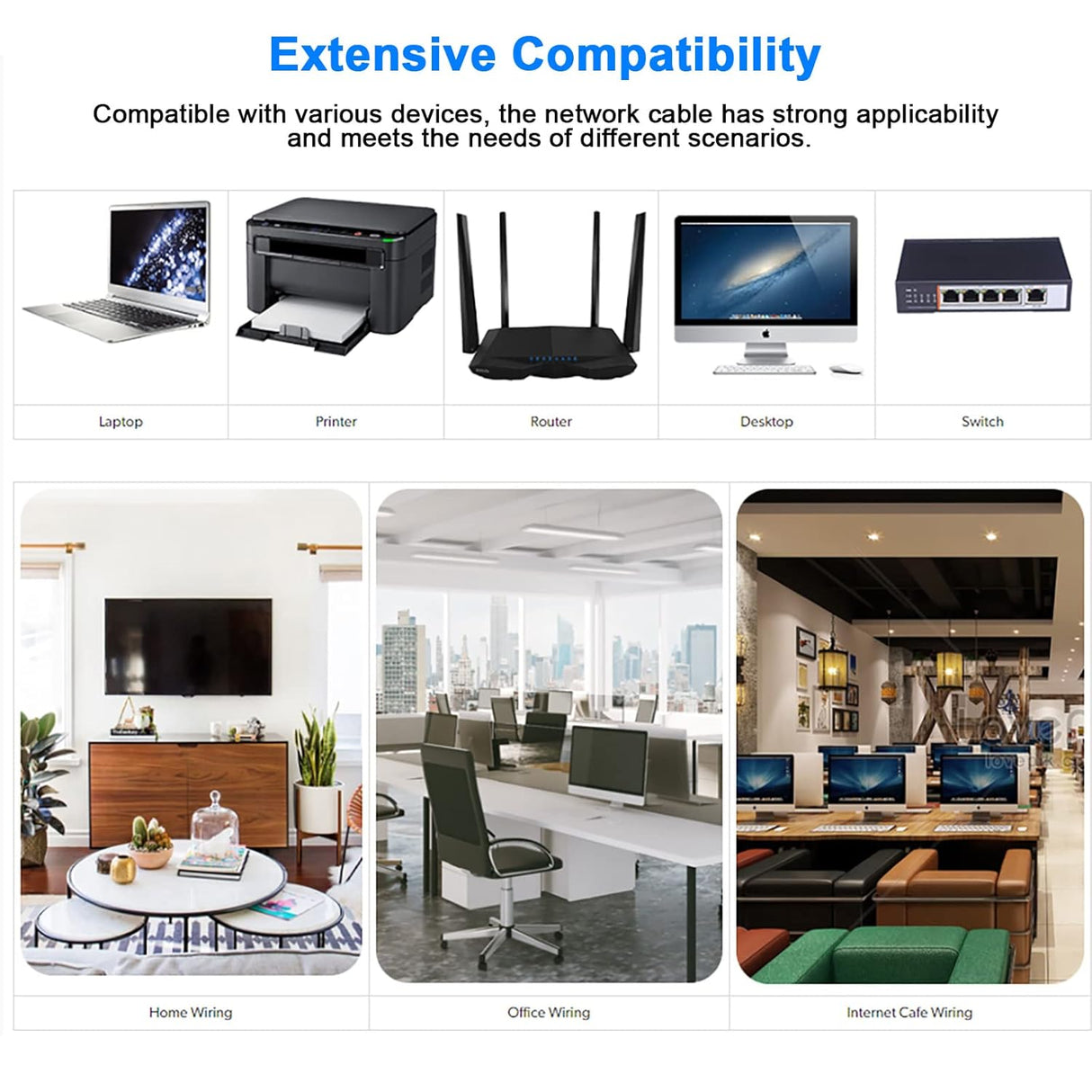 Cable Ethernet de 25 m, cable de red Cat 6