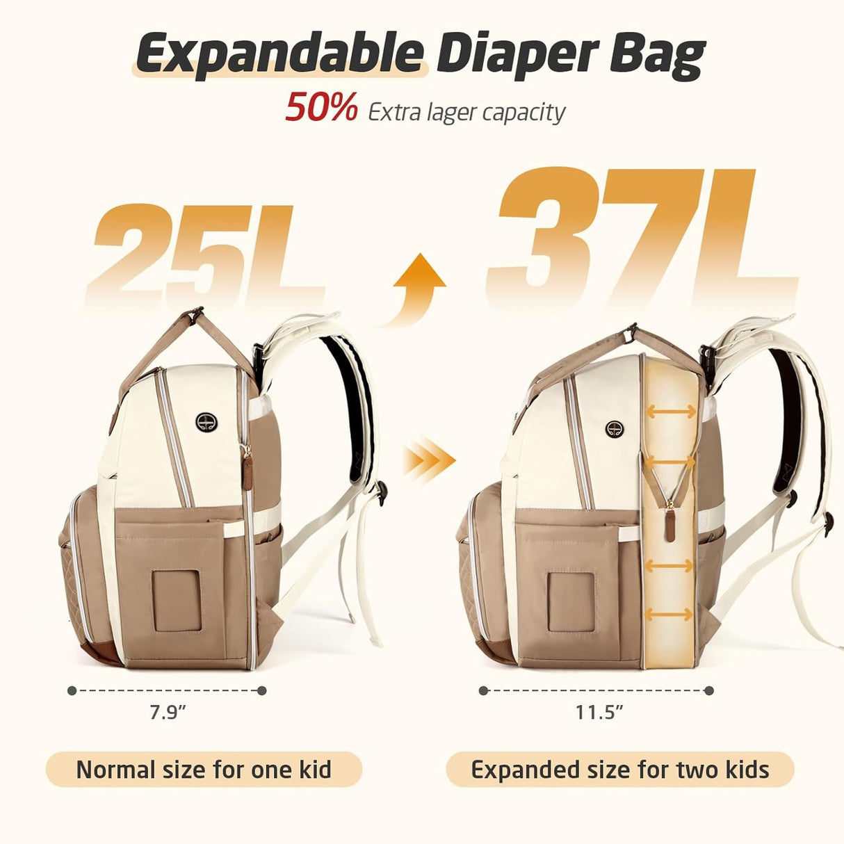 Mochila para pañales – Bolsa de pañales extra grande para 2 niños individual