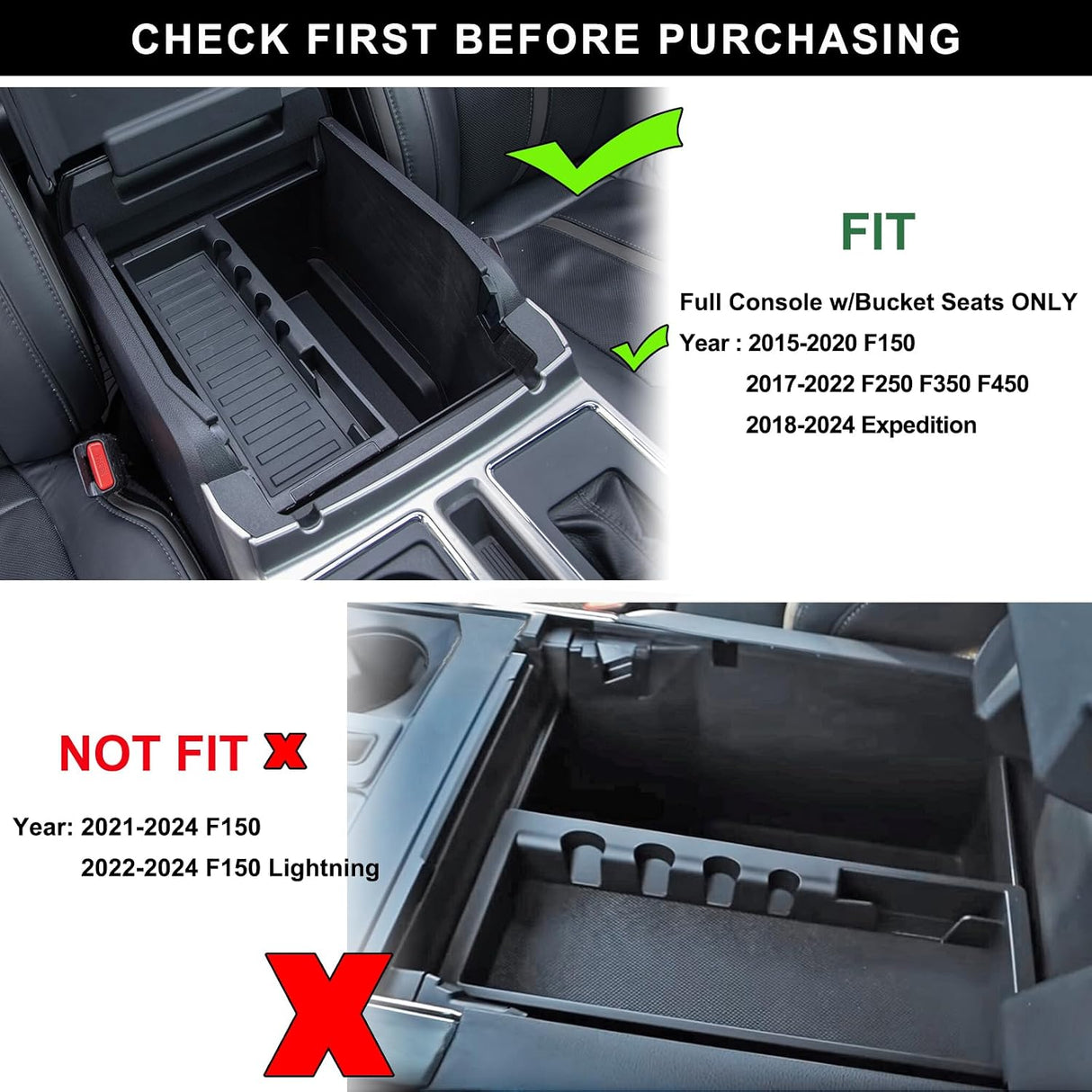 PIMCAR Organizador de Consola Central para Ford F-150, F-250, F-350, F-450 y Expedition