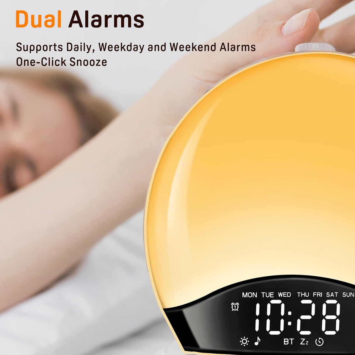 JALL K2 Sunrise Alarm Clock | Despertador Inteligente con Luz de Amanecer, Bluetooth, Máquina de Ruido Blanco, Radio FM y Doble Alarma