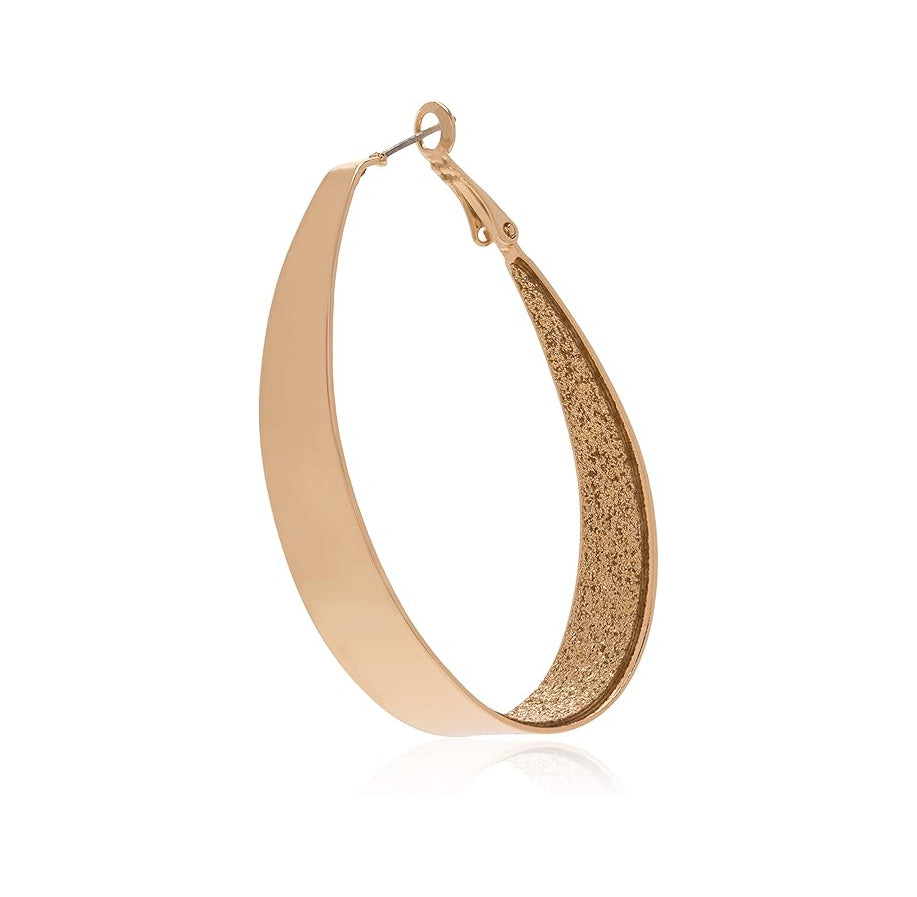 Pendientes de aro grandes ovalados con purpurina Guess