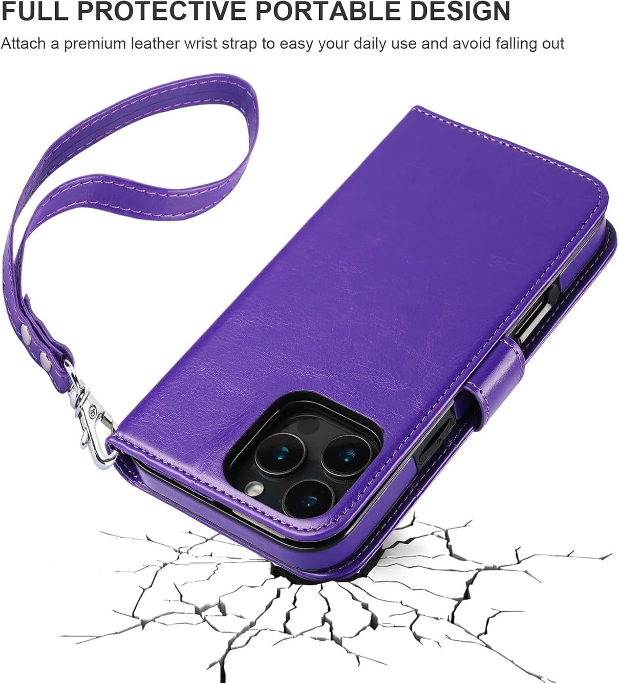 Funda tipo cartera desmontable para iPhone 16 Pro Max con bloqueo RFID
