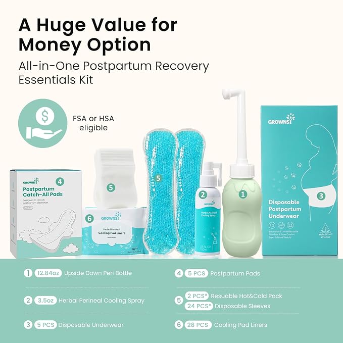 Kit de Recuperación Postparto GROWNSY | Essentials para Mamá | Todo en Uno | Nuevo