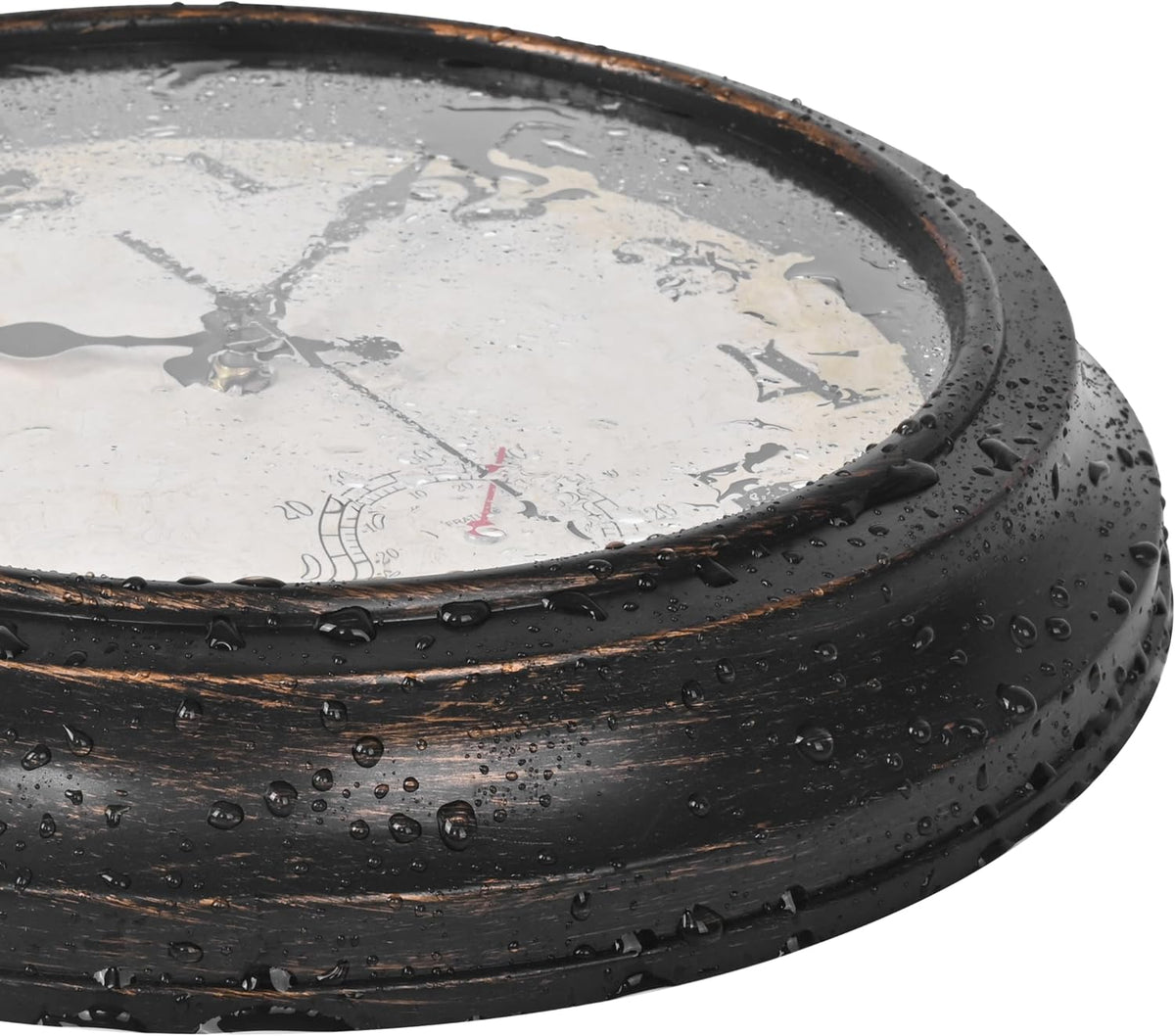 Reloj de Pared Yoiolclc 12" Retro para Exterior con Termómetro – Bronce