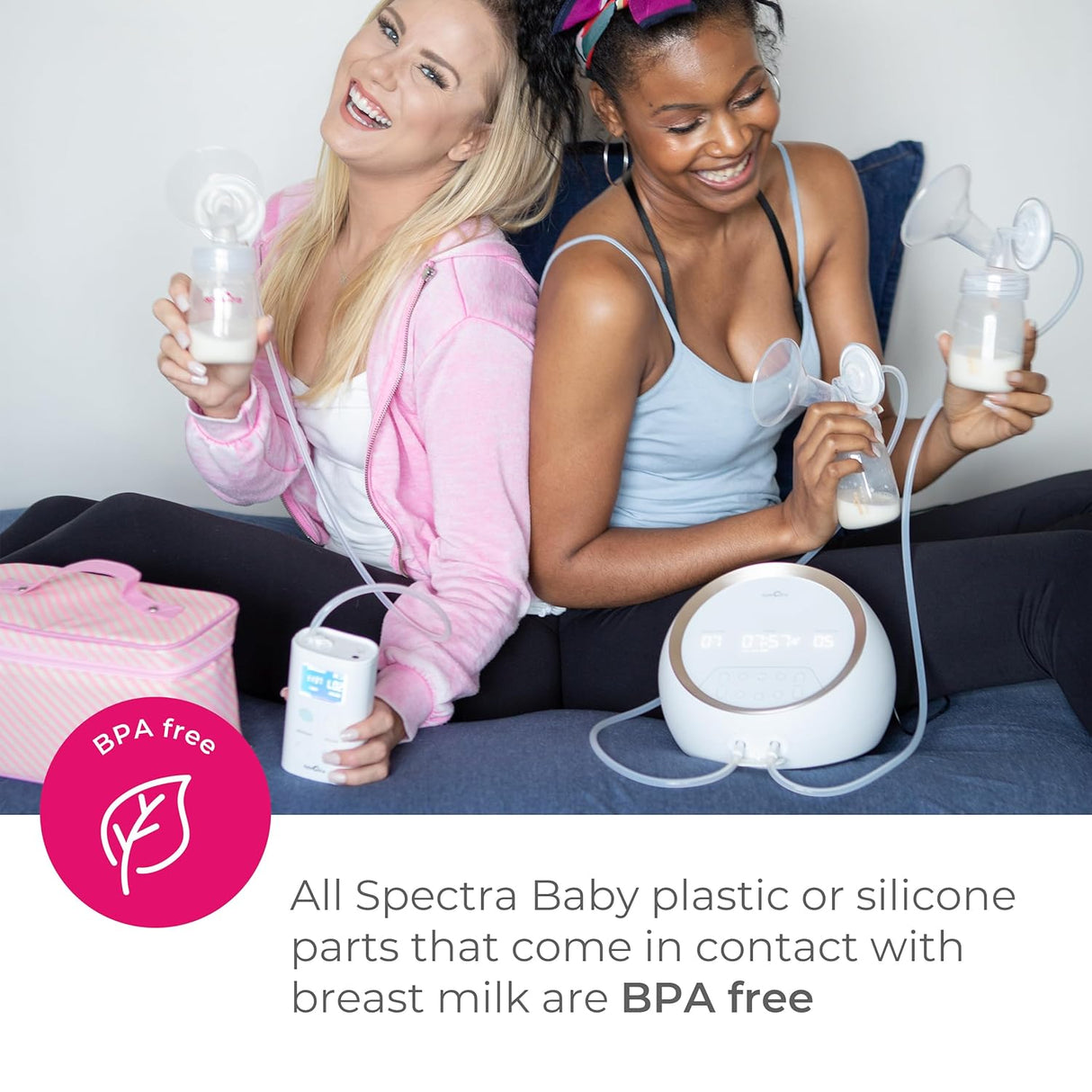 Spectra - Kit de almacenamiento de bolsas enfriadoras para leche materna - Rosa (bolsa de hielo y 2 botellas de cuello ancho)