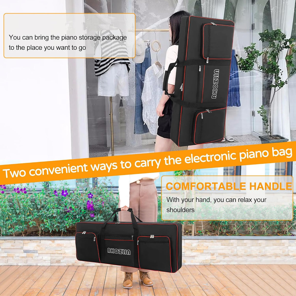 Bolso Acolchado AKOZLIN para Teclado Musical de 61 Teclas | Impermeable | Mochila de Transporte