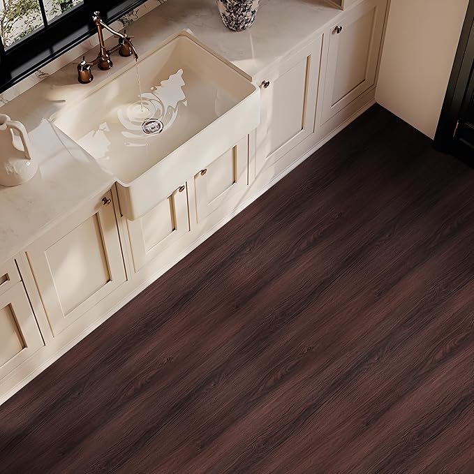 Dureidos Piso Vinílico Autoadhesivo Tipo Madera Café Oscuro – Pack 2 Rollos 2,1 m²