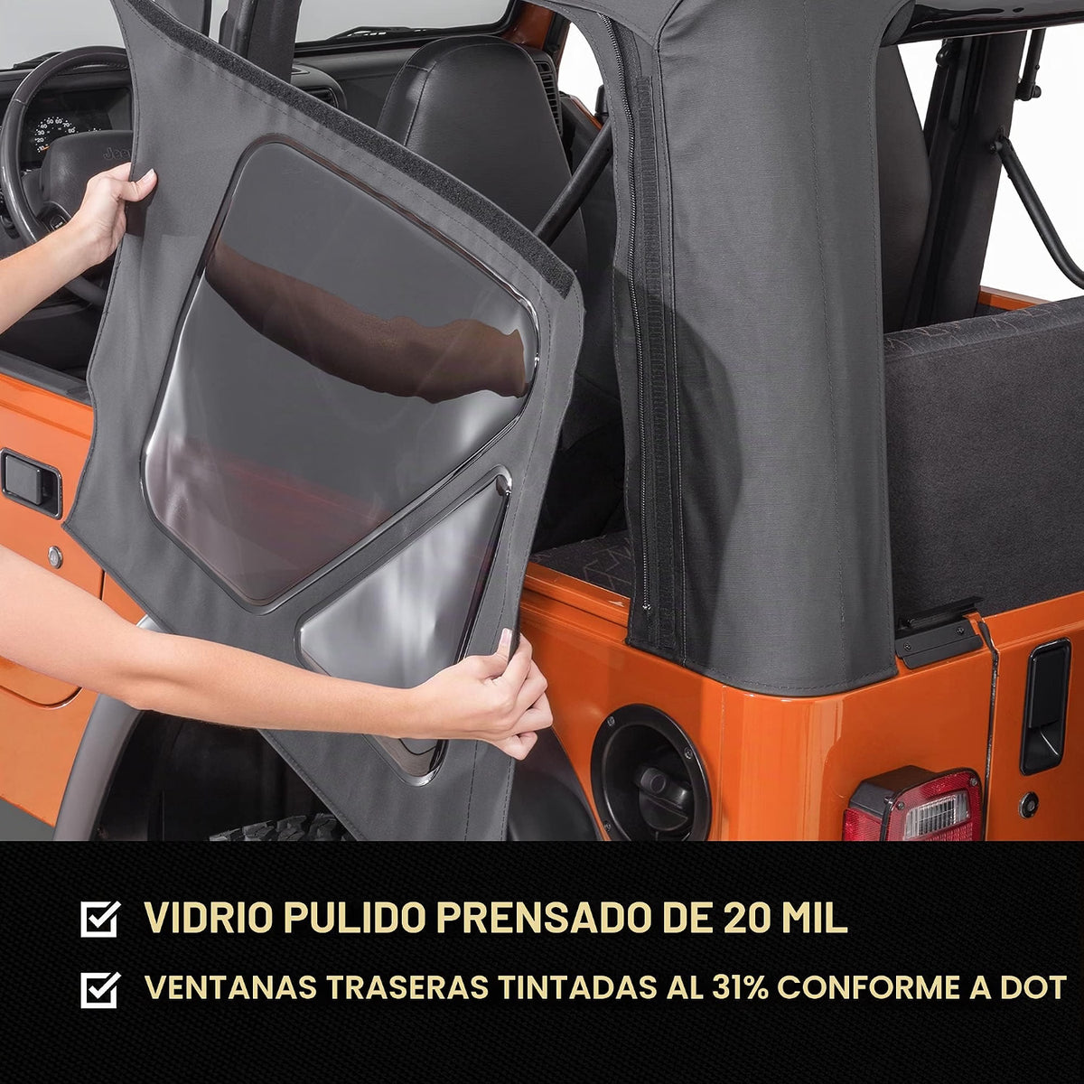 TACTIK Soft Top de Reemplazo para Jeep Wrangler TJ 1997-2006 – Black Denim