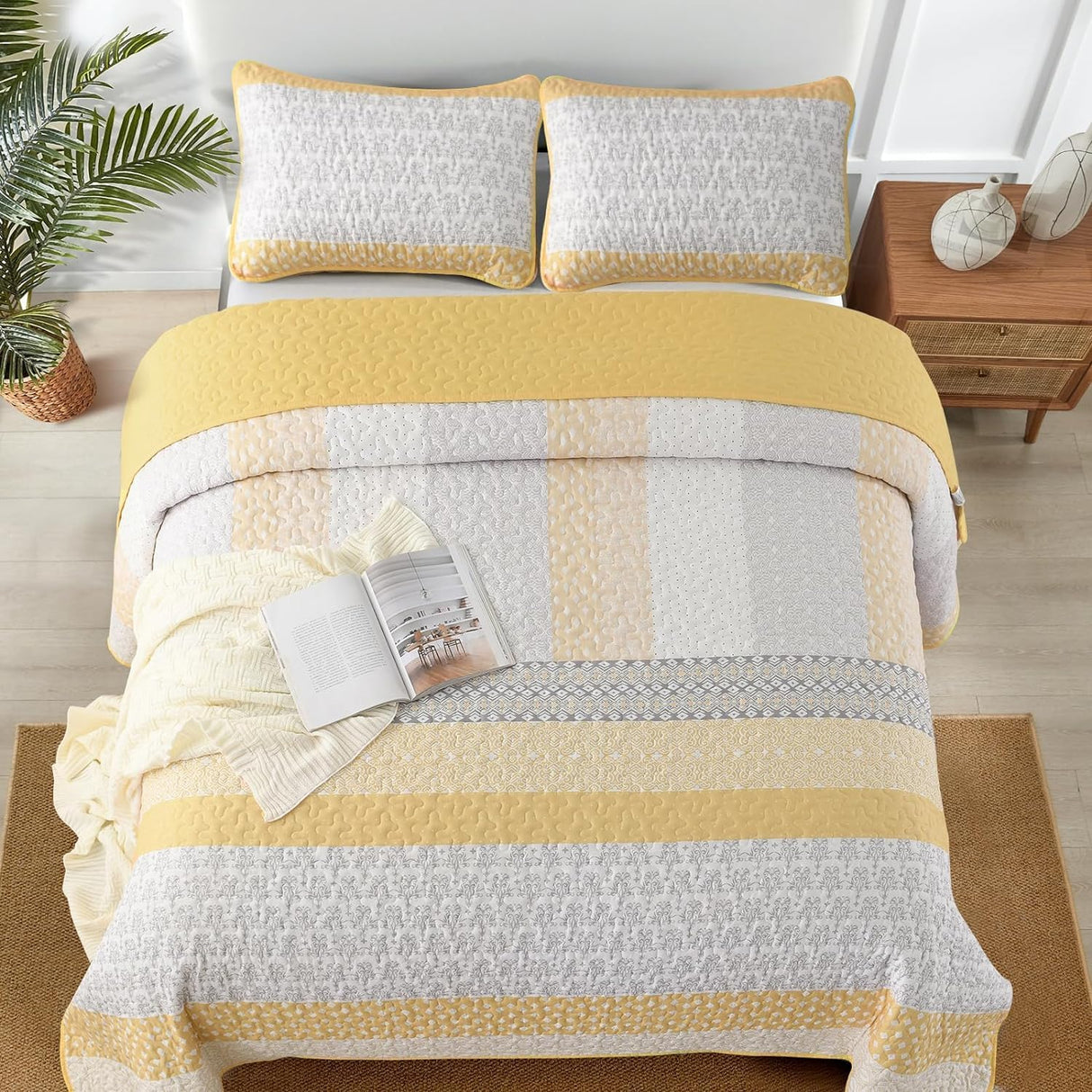 Cubrecama WONGS BEDDING Microfibra Una Plaza | Diseño Boho | Incluye Funda de Almohada