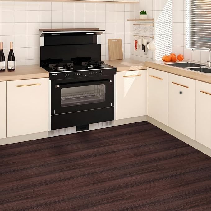 Dureidos Piso Vinílico Autoadhesivo Tipo Madera Café Oscuro – Pack 2 Rollos 2,1 m²