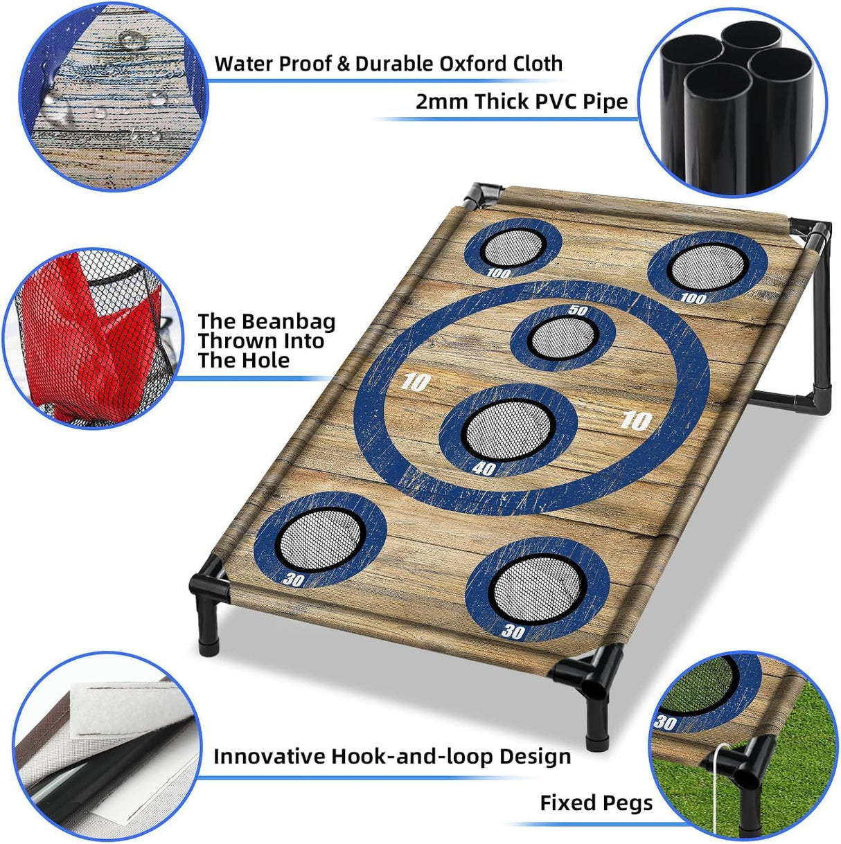 Juego de cornhole para fiestas en interiores y exteriores