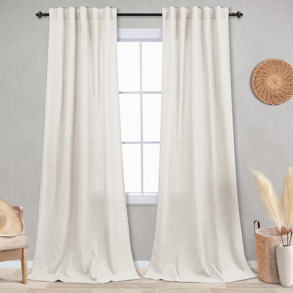 Paneles de cortina de lino Gris Blackout 106 cms x 228 cms