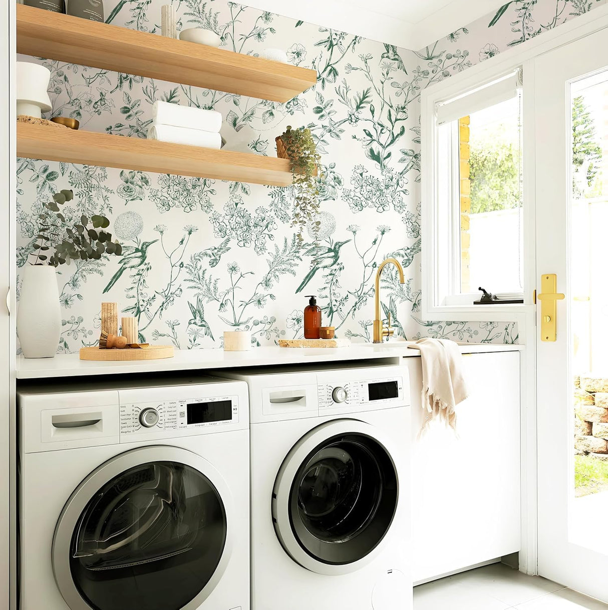 Papel Tapiz Autoadhesivo Safiyya Floral Birds | Flores y Pájaros | Vinilo Removible | 44 × 497 cm