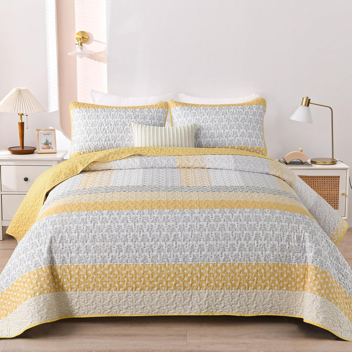 Cubrecama WONGS BEDDING Microfibra Una Plaza | Diseño Boho | Incluye Funda de Almohada