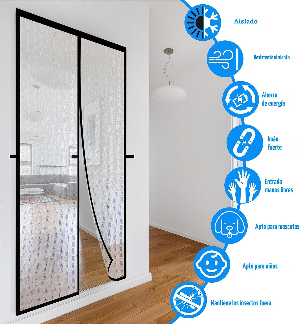 Cortina Térmica Magnética RELIANCER para Puerta 92 × 204 cm – EVA Impermeable