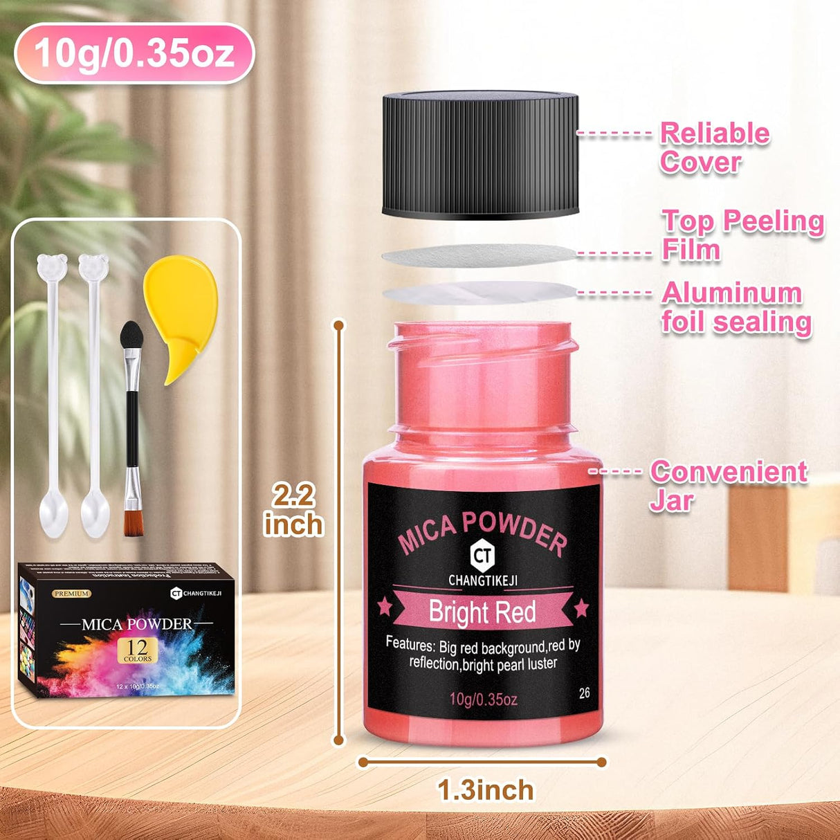 Pigmentos de Mica Nacarados CHANGTIKEJI – 12 Colores x 10 g