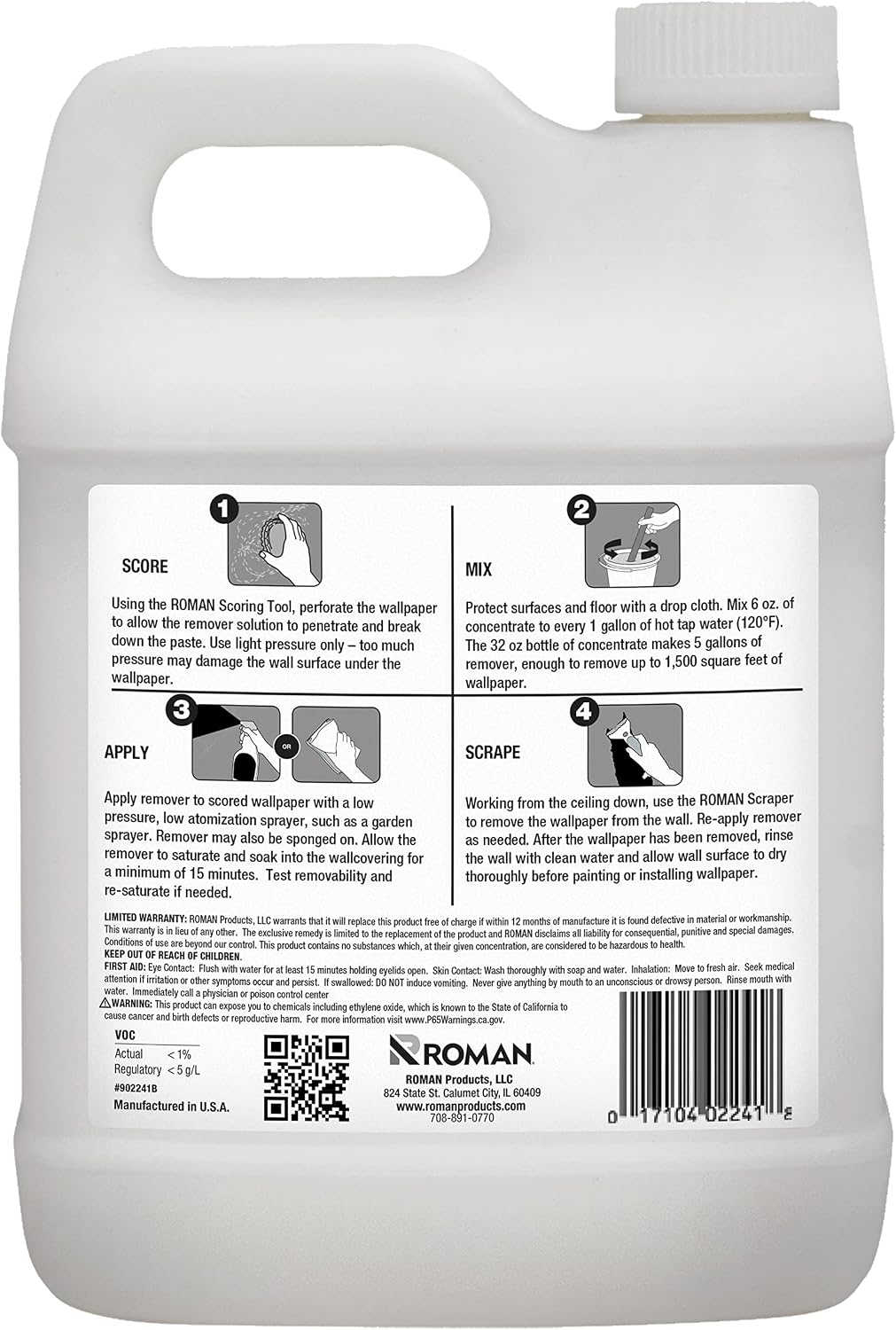 Kit Profesional para Retirar Papel Mural ROMAN 202221 | Removedor Concentrado + Perforador + Espátula