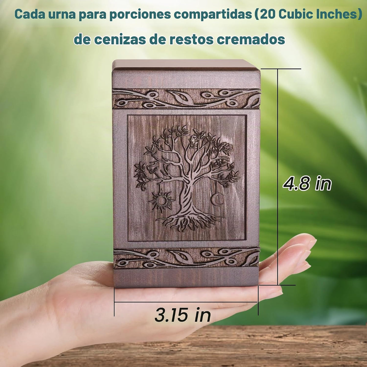 Urna Conmemorativa de Madera Árbol de la Vida para Cenizas 20 in³