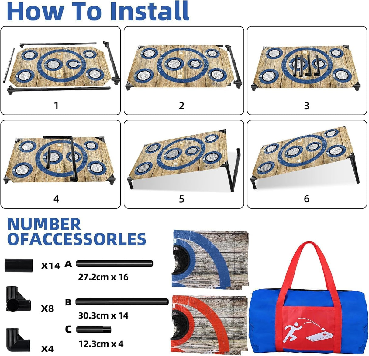 Juego de cornhole para fiestas en interiores y exteriores