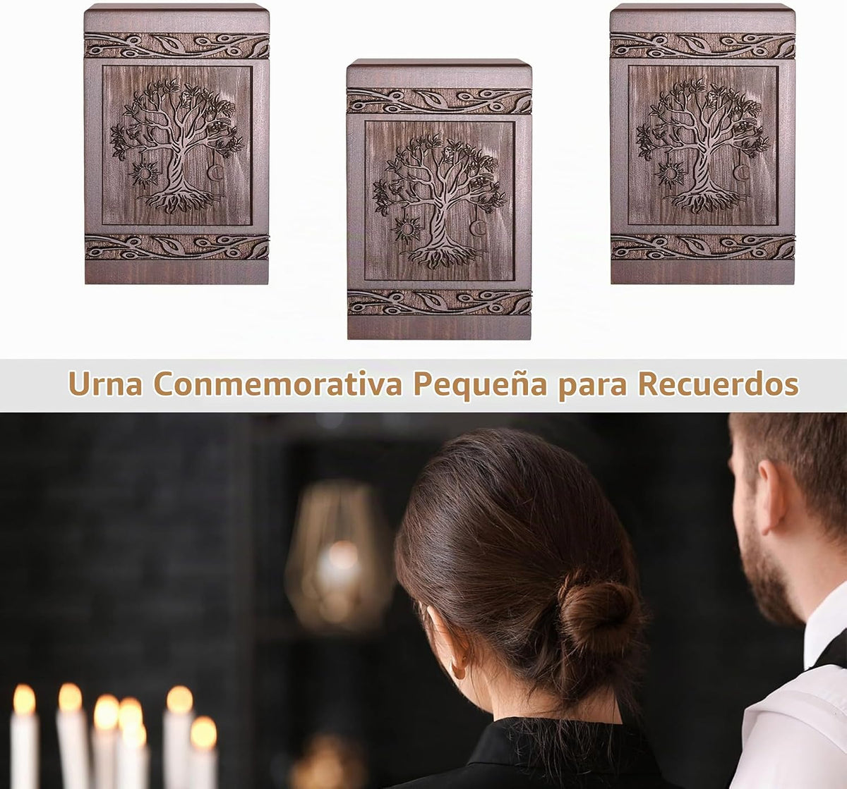 Urna Conmemorativa de Madera Árbol de la Vida para Cenizas 20 in³