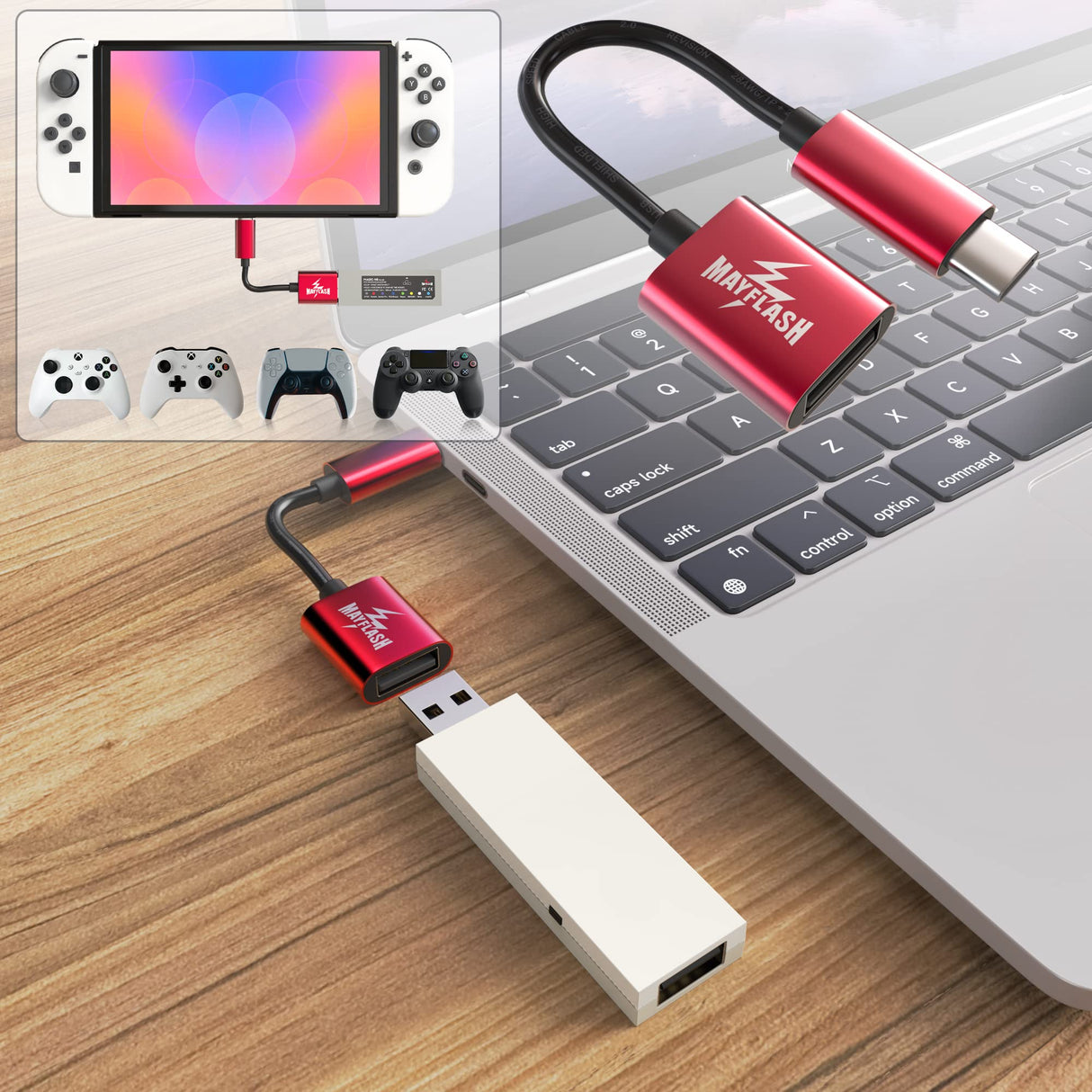 Magic NS Controlador Controlador inalámbrico Bluetooth Adaptador USB para Switch/Switch 2, Steam Deck, macOS, Windows, Raspberry Pi