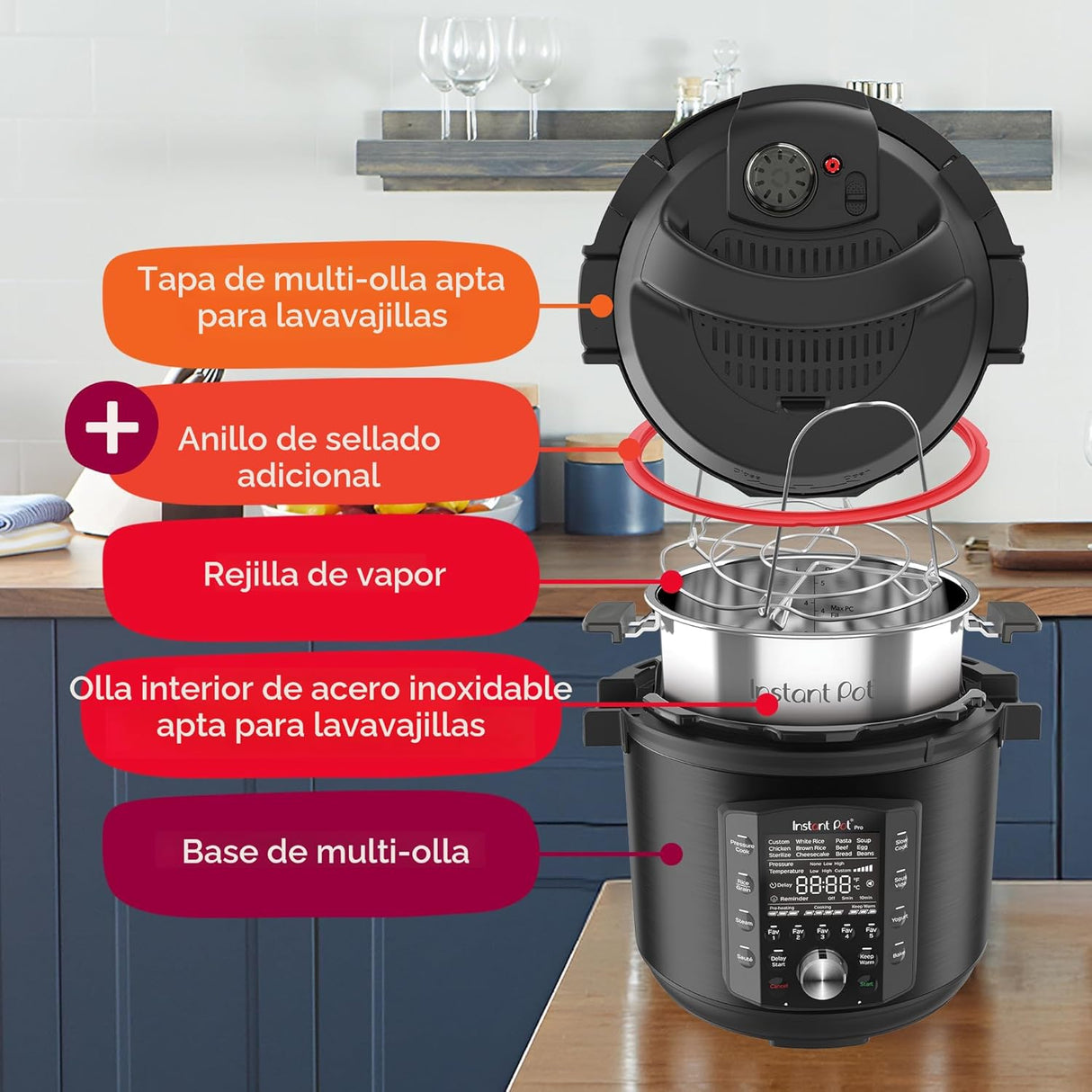 Instant Pot Pro olla eléctrica a presión 10 en 1 - 110V