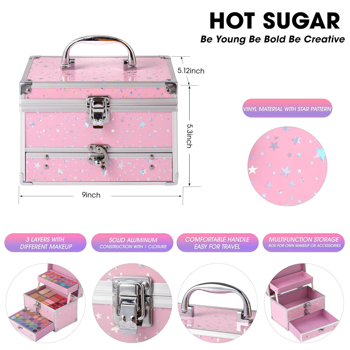 Kit de Maquillaje Hot Sugar para Adolescentes con Estuche Rosa