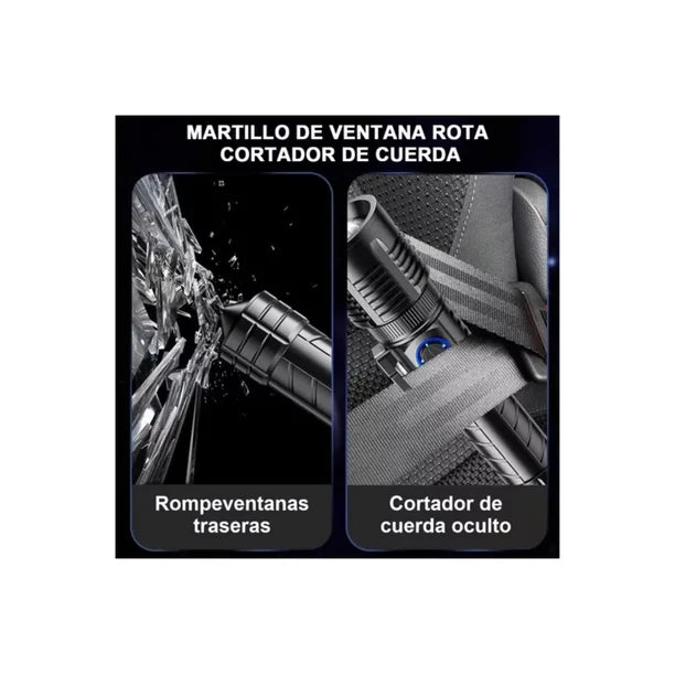 Lámpara Táctica Recargable Usb Xhp70 Led Campismo Linterna