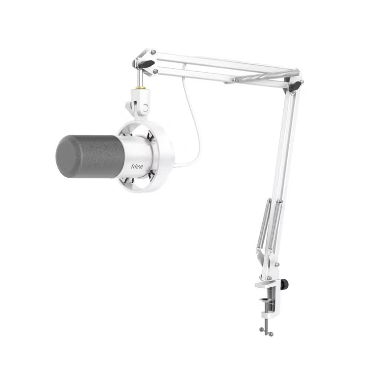 Micrófono FIFINE Dynamic AmpliTank K688CT con brazo articulado blanco