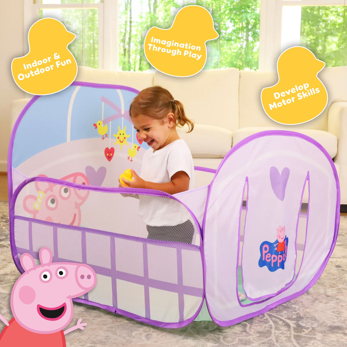 Peppa Pig Ball Pit Crib – Piscina de Pelotas Pop-Up con 20 Pelotas de Patito