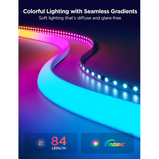 Govee Neon Rope Light for Wall Lining 5 Metros | Tira LED RGBIC Inteligente para Muros, Techos y Esquinas