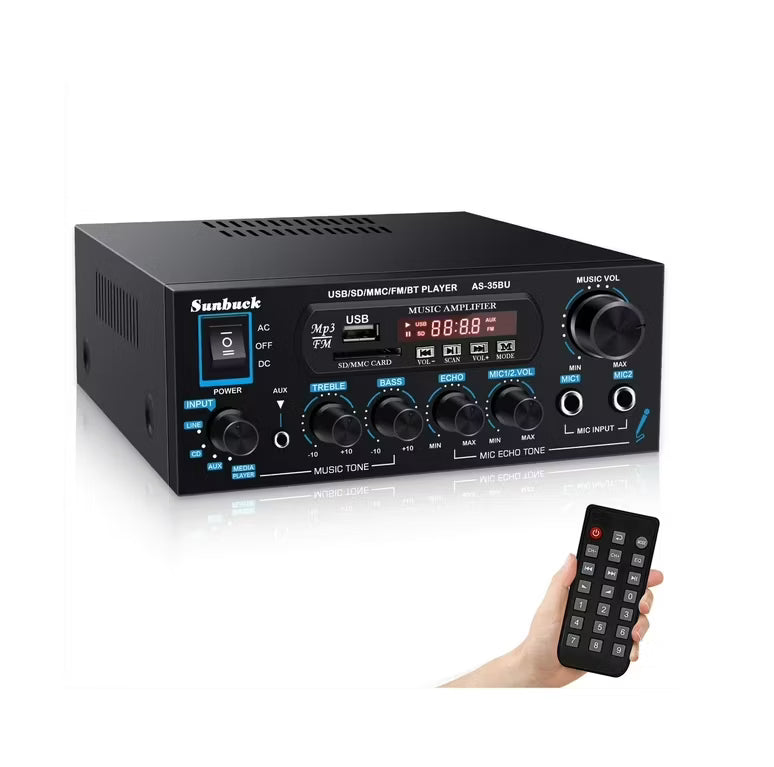 Amplificador estéreo Sunbuck AS-35BU Bluetooth 5 400Wx2 7 entradas